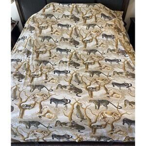 Tastemaker Vintage Full Flat Bed Sheet Lot Of 2 Safari Lion Tiger Zebra Cheetah